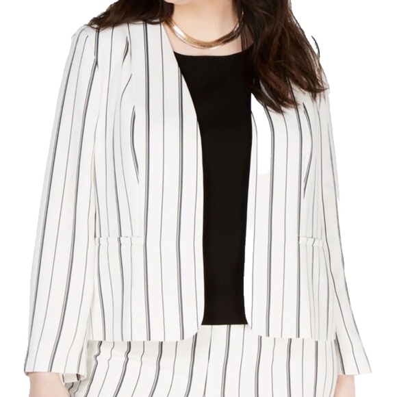 Bar lll Harmony Blazer White/Black Striped Suit Separate Jacket Size M - Picture 1 of 11